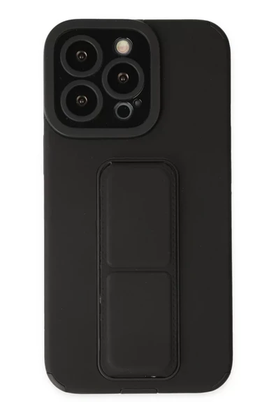 Newface Apple iPhone 14 Pro Kılıf Mega Standlı Silikon - Siyah ürün görseli 1