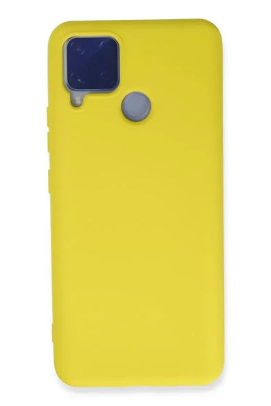 Newface Realme C15 Kılıf Nano içi Kadife Silikon - Sarı ürün görseli 1