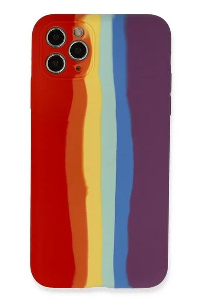 Newface Apple iPhone 11 Pro Kılıf Ebruli Lansman Silikon - Kırmızı-Mor ürün görseli 1