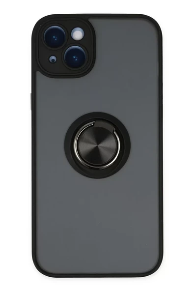 Newface Apple iPhone 14 Kılıf Montreal Yüzüklü Silikon Kapak - Siyah ürün görseli 1