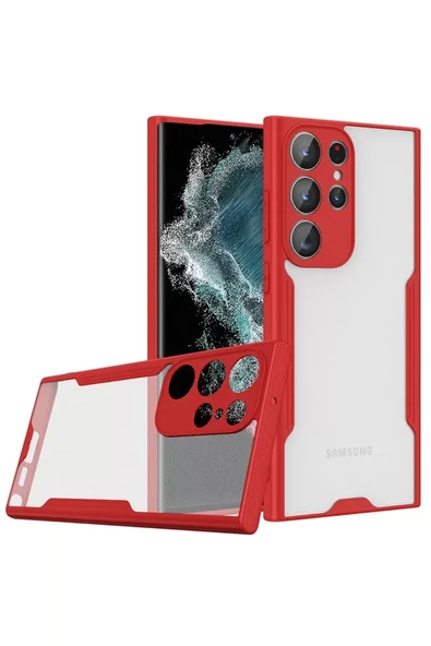 Newface Samsung Galaxy S23 Ultra Kılıf Platin Silikon - Kırmızı ürün görseli 1