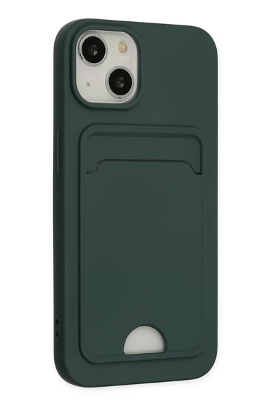 Newface Apple iPhone 14 Plus Kılıf Kelvin Kartvizitli Silikon - Koyu Yeşil ürün görseli 1