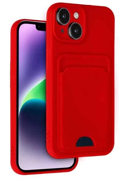 Newface Apple iPhone 14 Kılıf Kelvin Kartvizitli Silikon - Kırmızı ürün görseli 1