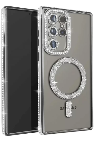 Newface Samsung Galaxy S23 Ultra Joke Simli Magneticsafe Kılıf - Gümüş ürün görseli 1