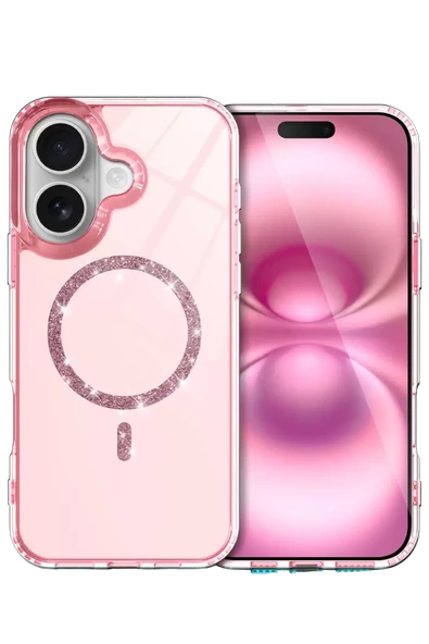 Newface Apple iPhone 16 Live Diamond Magsafe Kapak - Pembe ürün görseli 1
