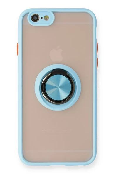 Newface Apple iPhone 6 Kılıf Montreal Yüzüklü Silikon Kapak - Buz Mavi ürün görseli 1