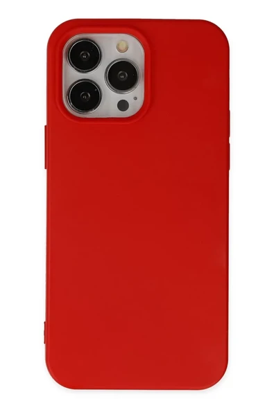 Newface Apple iPhone 14 Pro Max Kılıf Nano içi Kadife Silikon - Kırmızı ürün görseli 1