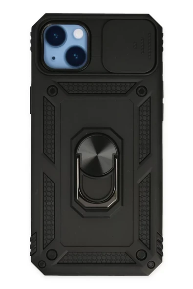 Newface Apple iPhone 14 Plus Kılıf Pars Lens Yüzüklü Silikon - Siyah ürün görseli 1