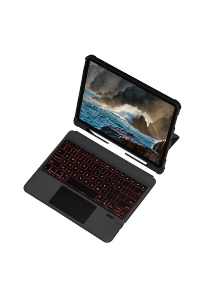 Newface Apple T5209D iPad Pro 12.9 (2021) Kılıf İnter Ledli Klavyeli Tablet Kılıfı - Siyah ürün görseli 1
