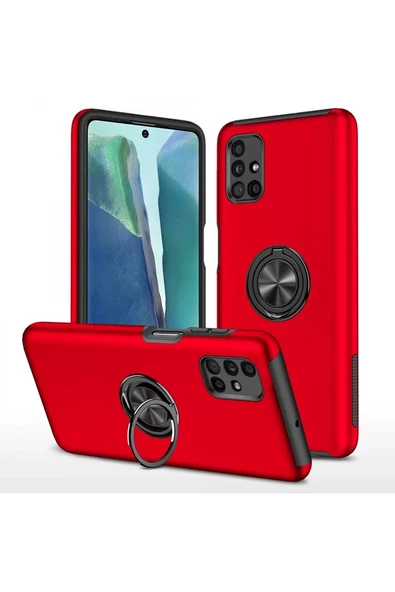 Newface Samsung Galaxy M51 Kılıf Elit Yüzüklü Kapak - Kırmızı ürün görseli 1