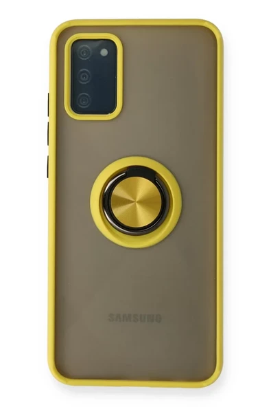 Newface Samsung Galaxy A02S Kılıf Montreal Yüzüklü Silikon Kapak - Sarı ürün görseli 1