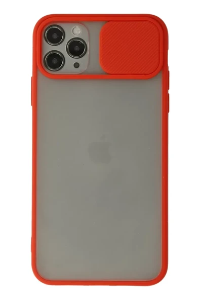 Newface Apple iPhone 11 Pro Max Kılıf Palm Buzlu Kamera Sürgülü Silikon - Kırmızı ürün görseli 1