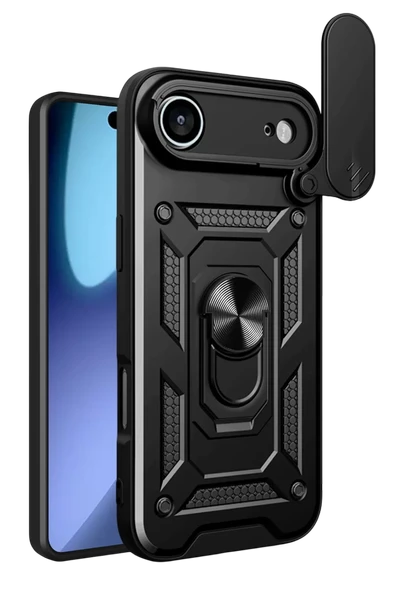 Newface Apple iPhone 17 Air Pars Lens Yüzüklü Silikon - Siyah ürün görseli 1