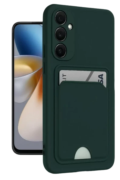 Newface Samsung Galaxy A16 5G Kılıf Kelvin Kartvizitli Silikon - Koyu Yeşil ürün görseli 1