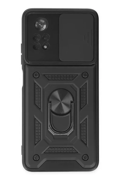 Newface Xiaomi Poco X4 Pro 5G Kılıf Pars Lens Yüzüklü Silikon - Siyah ürün görseli 1