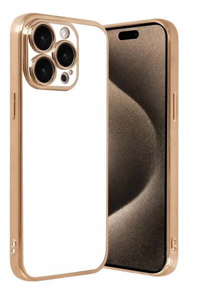 Newface Apple iPhone 15 Pro Max Razer Lensli Silikon - Gold ürün görseli 1