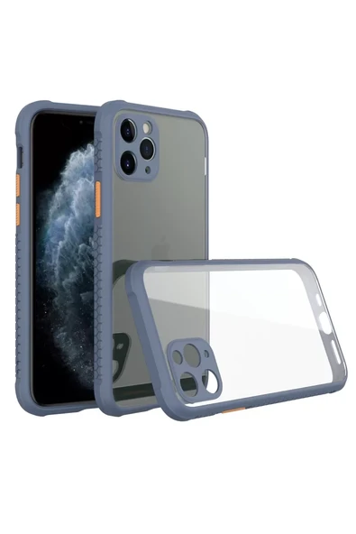 Newface Apple iPhone 11 Pro Max Kılıf Miami Şeffaf Silikon - Gri ürün görseli 1