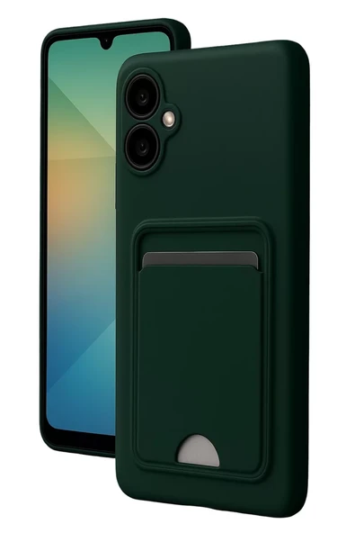 Newface Samsung Galaxy A06 Kılıf Kelvin Kartvizitli Silikon - Koyu Yeşil ürün görseli 1