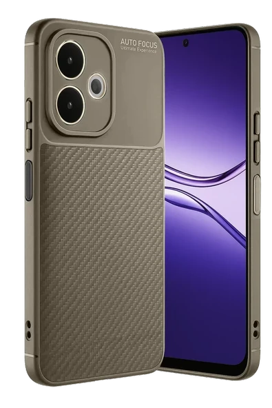 Newface Oppo A5 Pro 4G Kılıf Auto Focus Karbon Kapak - Kahverengi ürün görseli 1