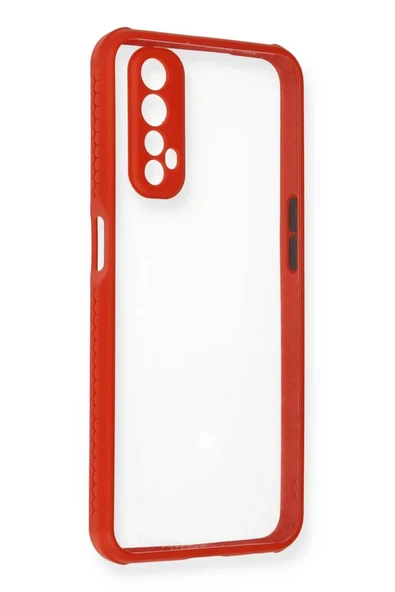 Newface Realme 7 Kılıf Miami Şeffaf Silikon - Kırmızı ürün görseli 1