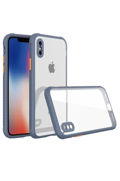 Newface Apple iPhone XS Max Kılıf Miami Şeffaf Silikon - Gri ürün görseli 1