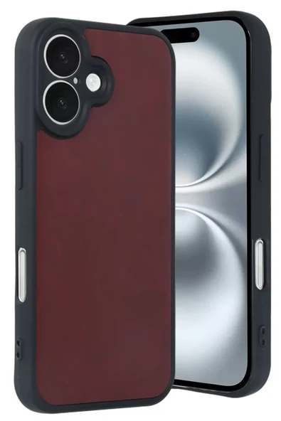 Newface Apple iPhone 16 Kılıf Aras Deri Kapak - Bordo ürün görseli 1