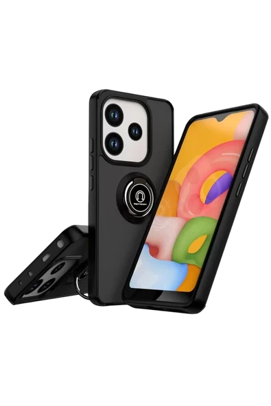 Newface Xiaomi Redmi Note 14 4G Montreal Yüzüklü Silikon Kapak - Siyah ürün görseli 1