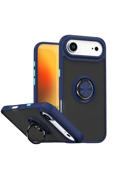 Newface Apple iPhone 17 Air Montreal Yüzüklü Silikon Kapak - Lacivert ürün görseli 1