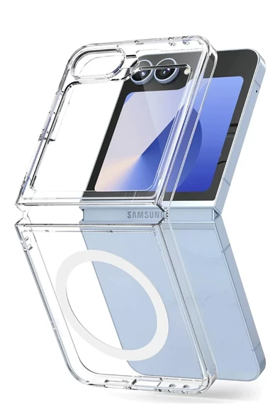 Newface Samsung Galaxy Z Flip 6 Kılıf Magneticsafe Şeffaf Silikon - Şeffaf ürün görseli 1