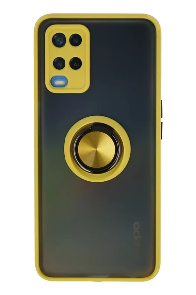 Newface Oppo A54 4G Kılıf Montreal Yüzüklü Silikon Kapak - Sarı ürün görseli 1