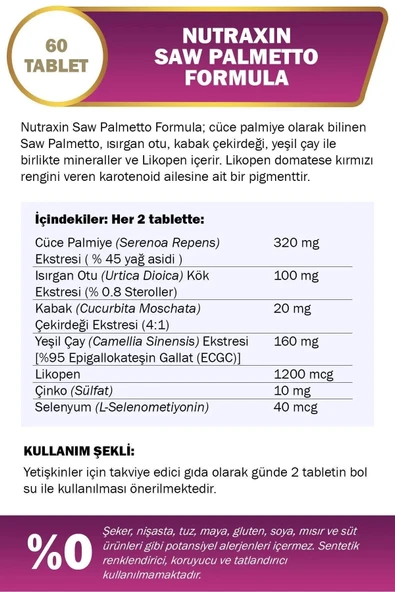 Saw Palmetto Formula 60 Tablet 3'Lu - Resim 3