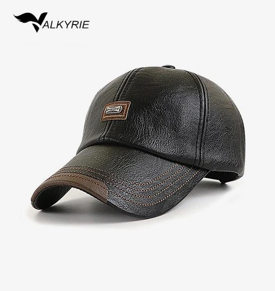 Valkyrie Deri Şapka Erkek Ayarlanabilir Premium Kalite Spor & Günlük Kullanım Baseball Cap Siyah ürün görseli 1