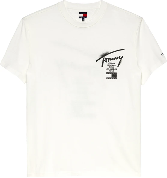 Tommy Hilfiger   TJM REG CITY SIGN SS TEE EXT Erkek Beyaz T-Shirt - DM0DM22553 ürün görseli 1