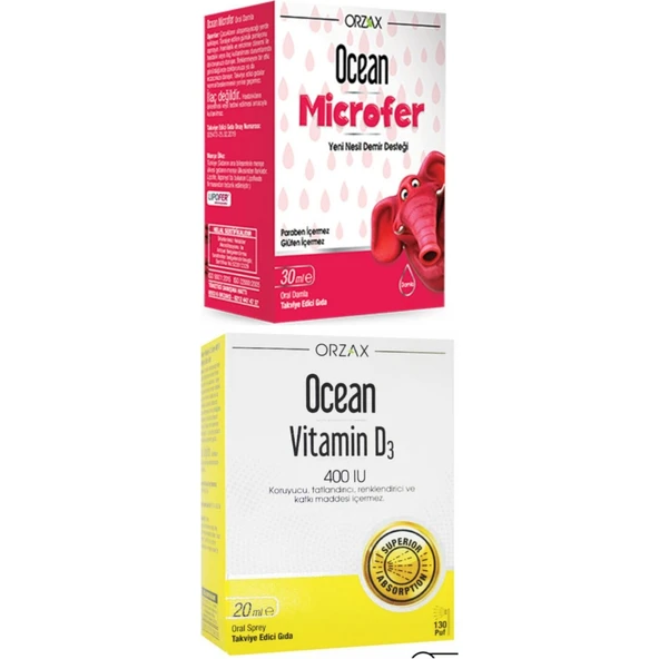 Ocean Microfer Oral Damla 30 ml + Ocean Vitamin D3 400IU Sprey 20 ml ürün görseli 1