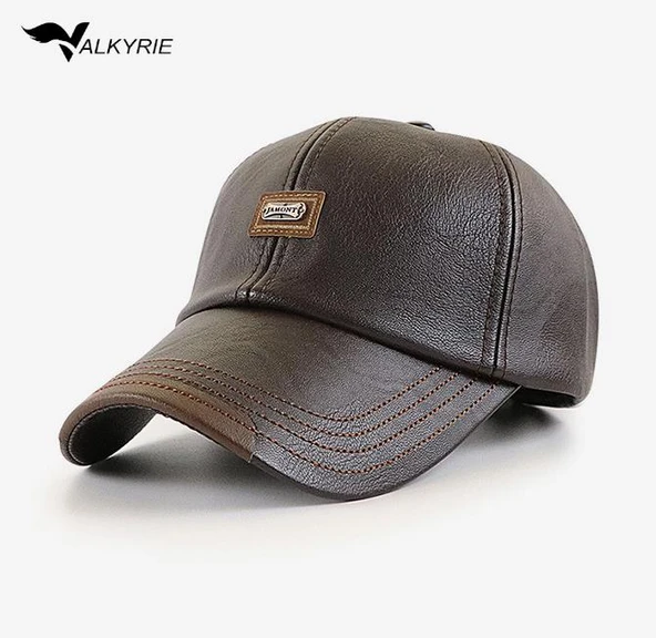Valkyrie Deri Şapka Erkek Ayarlanabilir Premium Kalite Spor & Günlük Kullanım Baseball Cap Kahverengi ürün görseli 1