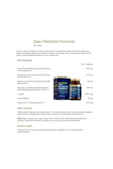 Saw Palmetto Formula 60 Tablet 4 Adet - Resim 2