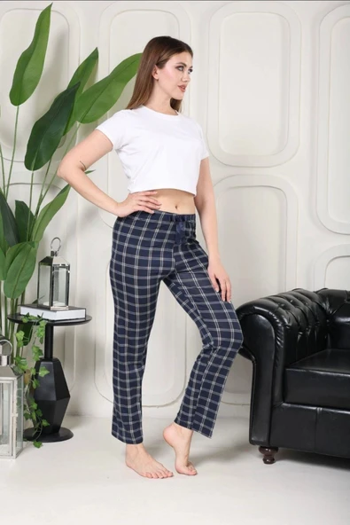 Pilelistore Beli Fiyonklu Rahat Kesim Pamuklu Tek Alt Pijama KADIN BYATİ011 ürün görseli 1