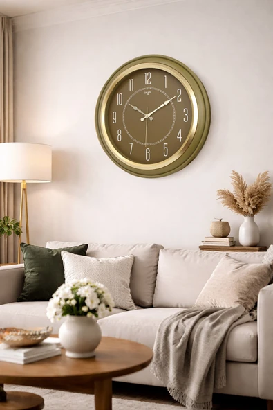 YESIL KASA GOLD CERCEVE DUVAR SAATİ 44.5 cm ürün görseli 1
