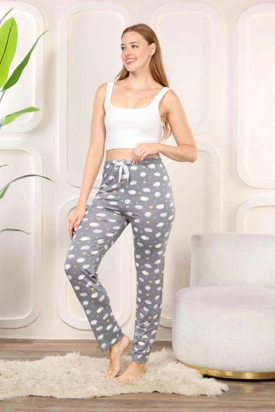 Pilelistore Beli Fiyonklu Rahat Kesim Pamuklu Tek Alt Pijama KADIN BYATİ002 ürün görseli 1