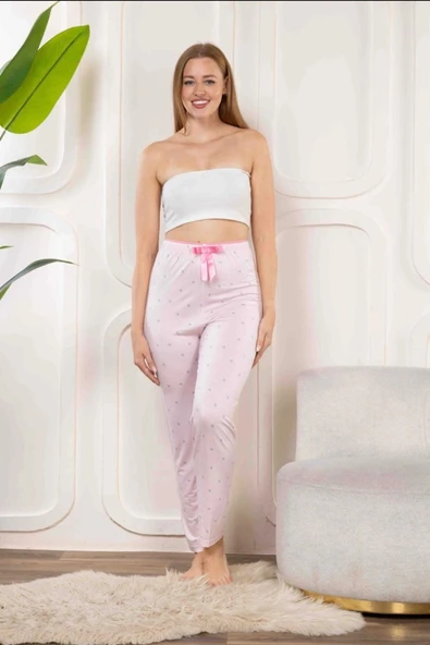 Pilelistore Beli Fiyonklu Rahat Kesim Pamuklu Tek Alt Pijama KADIN BYATİ008 ürün görseli 1