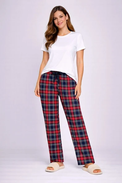 Pilelistore Beli Fiyonklu Rahat Kesim Pamuklu Tek Alt Pijama KADIN BYATİ007 ürün görseli 1