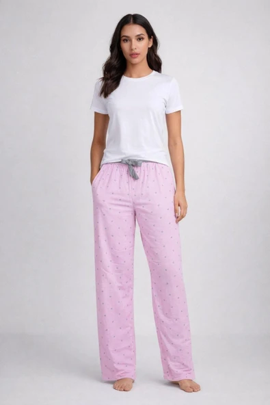 Pilelistore Beli Fiyonklu Rahat Kesim Pamuklu Tek Alt Pijama KADIN BYATİ010 ürün görseli 1