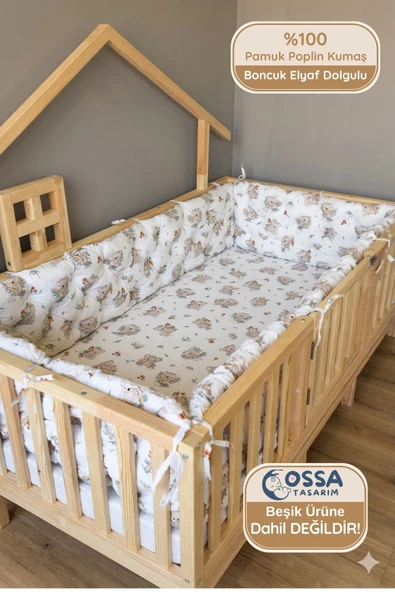 Montessori ve Beşik İçin 4 Kenar Koruma Seti Koala Desen Pamuk Poplin Kumaş ürün görseli 1