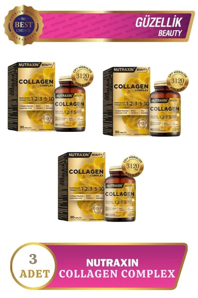 Nutraxin Collagen Beauty Complex 90 Tbl - Hidrolize Tip 1, 2, 3, 5, 10, Biotin, Zinc, Bakır, Hya, ürün görseli 1
