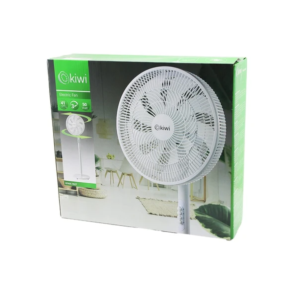 KİWİ KFAN-7627 41CM 50W EV TİPİ AYAKLI VANTİLATÖR 3-KADEME HIZ 9-PLS.KANAT SİGORTALI SESSİZ MOTOR YÜKSEKLİK: 125CM (5250) ürün görseli 1