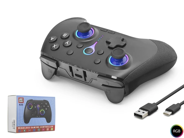 Bluetooth Gamepad Pc Ios Android Switch Ps3 Ps4 Uyumlu Rgb - Siyah ND505B ürün görseli 1