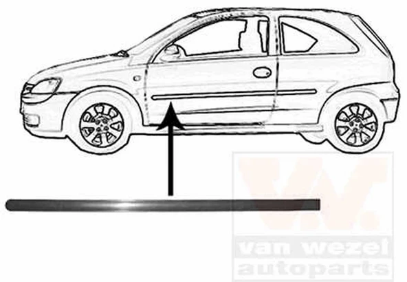 Opel Corsa 2000-2003 Ön Kapı Bandı Sol Siyah 3 (Adet) (Oem No:5171545) ürün görseli 1