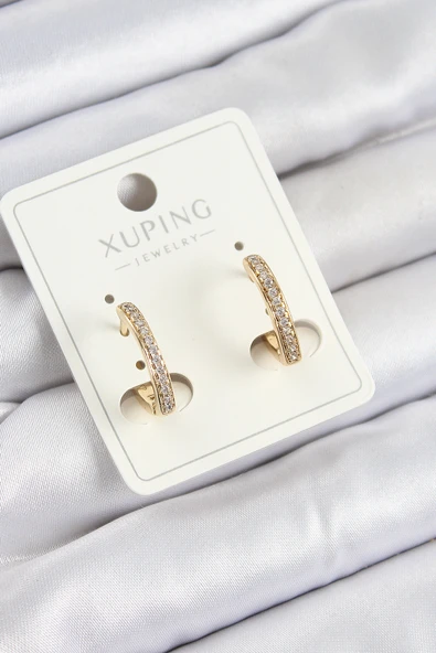 Xuping Zirkon Taşlı I Model Gold Renk Kadın Küpe ürün görseli 1