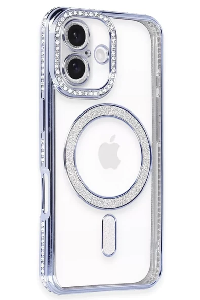 Newface Apple iPhone 16 Kılıf Joke Simli Magneticsafe Kılıf - Mavi ürün görseli 1