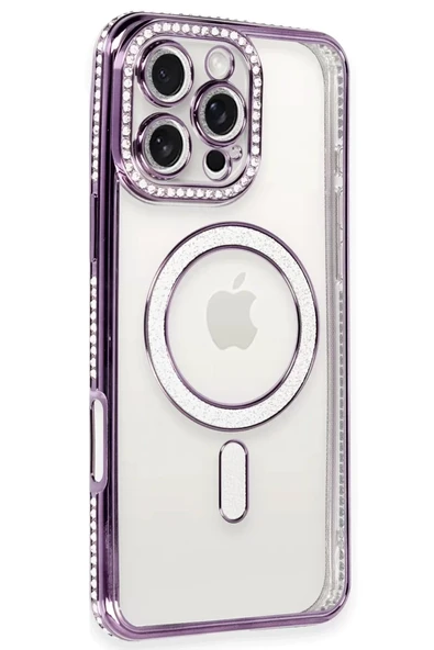 Newface Apple iPhone 16 Pro Kılıf Joke Simli Magneticsafe Kılıf - Derin Mor ürün görseli 1
